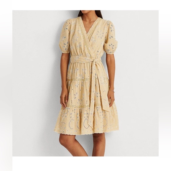 Ralph Lauren Dresses & Skirts - Ralph Lauren Tan Embroidered Midi Dress